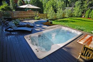 Spa and Swim spa in Deck in Redding